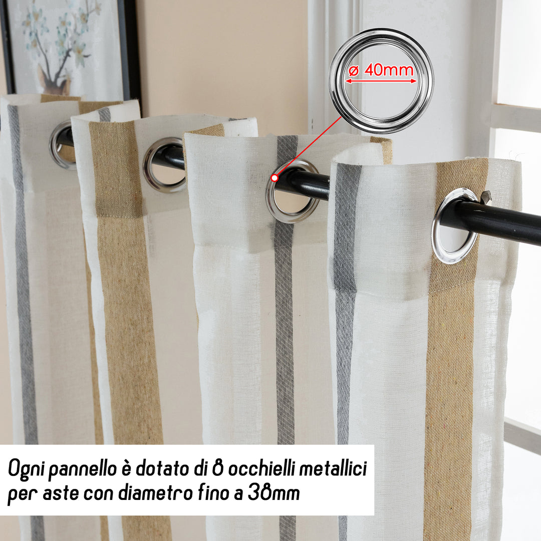 TENDA FILTRANTE EFFETTO LINO A RIGHE 1 PANNELLO 140X275CM GIALLO+GRIGIO