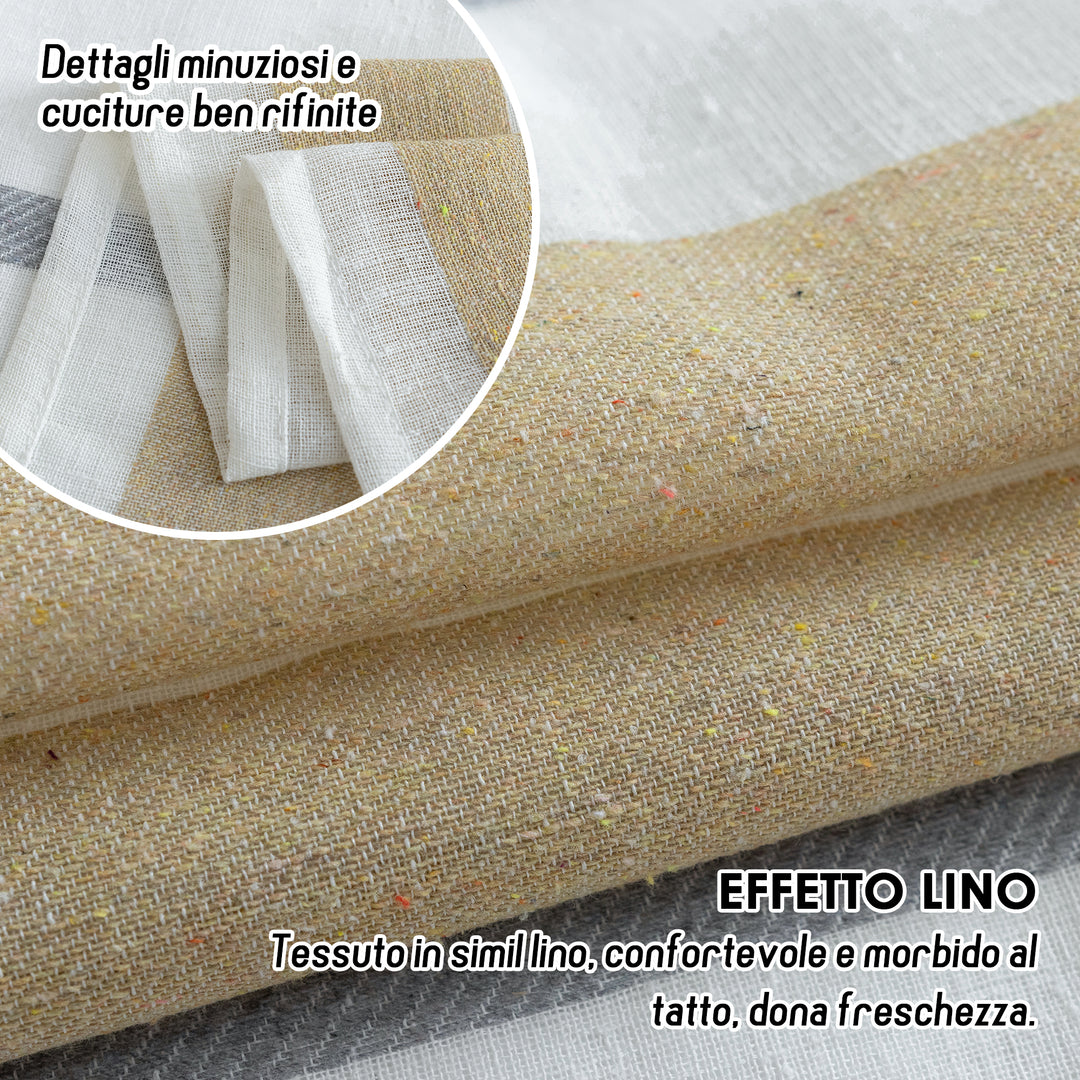TENDA FILTRANTE EFFETTO LINO A RIGHE 1 PANNELLO 140X275CM GIALLO+GRIGIO