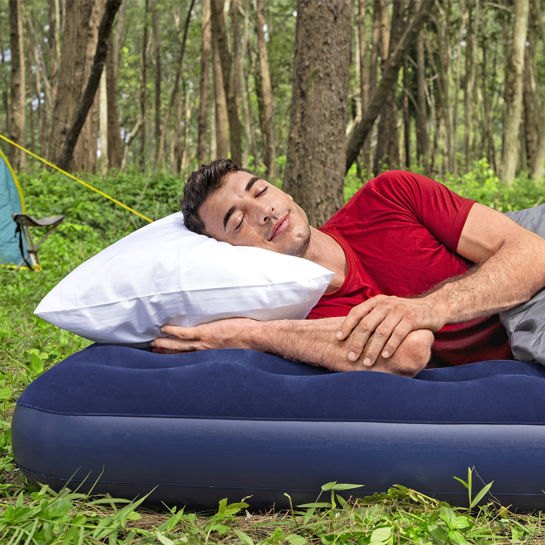 BW67001 AIRBED PVC BLU FLOCCATO SINGOLO PLUS 188X99X22CM