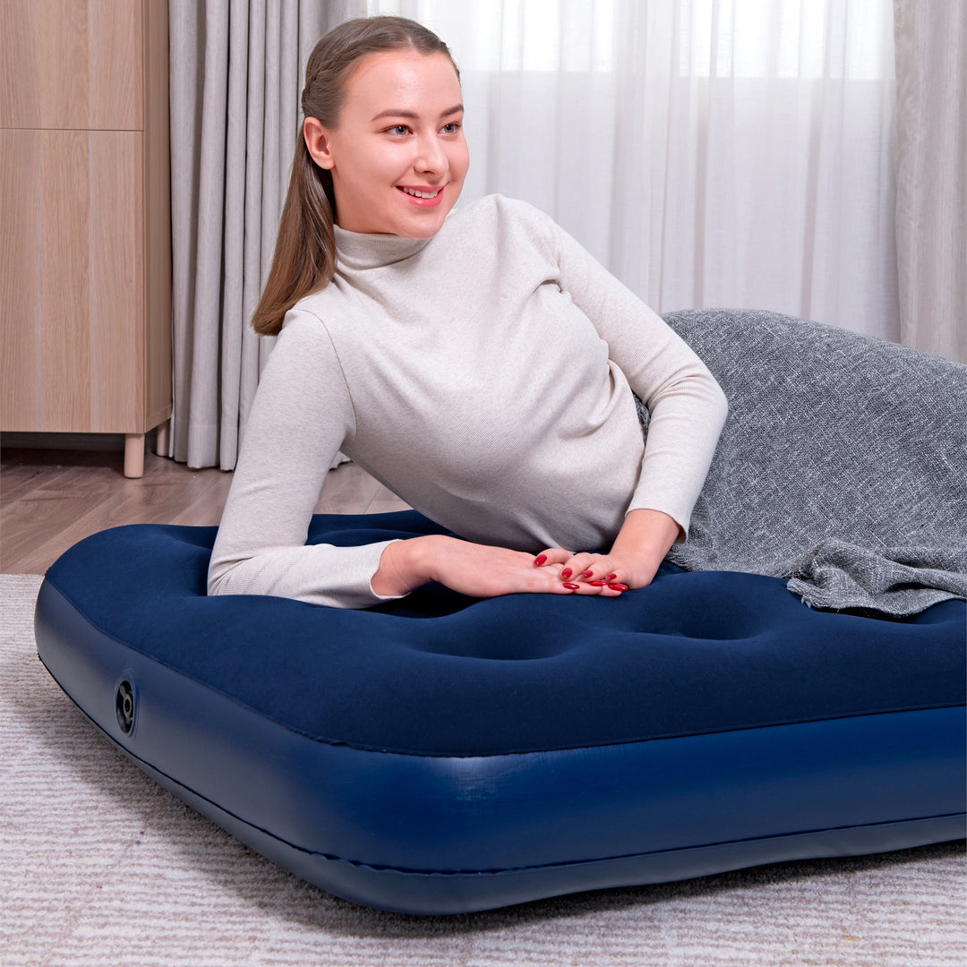 BW67001 AIRBED PVC BLU FLOCCATO SINGOLO PLUS 188X99X22CM
