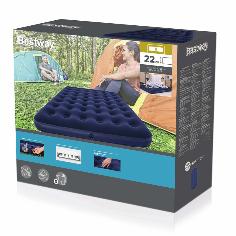 BW67003 AIRBED PVC BLU FLOCCATO MATRIMONIALE PLUS 203X152X22CM