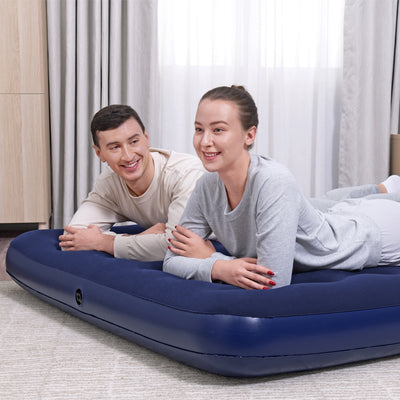 BW67003 AIRBED PVC BLU FLOCCATO MATRIMONIALE PLUS 203X152X22CM