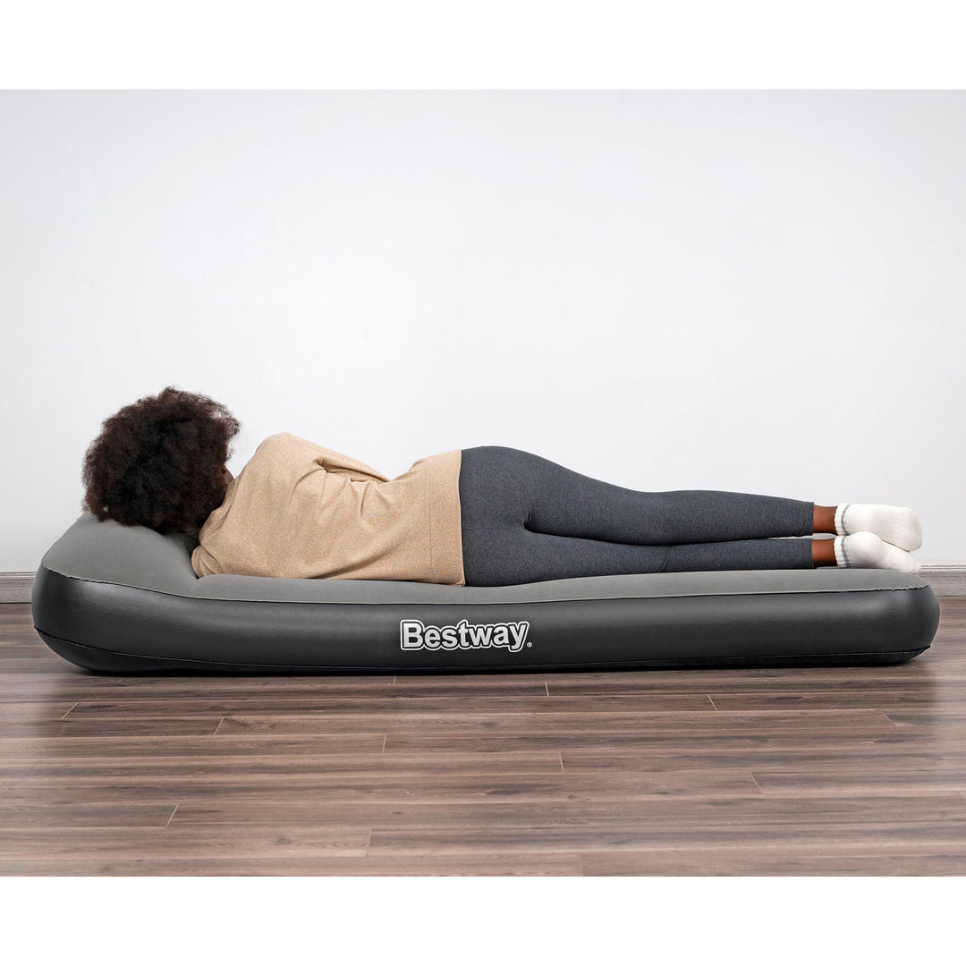 BW671BQ AIRBED TRITECH GRIGIO FLOCCATO SINGOLO CON POMPA INCORPORATA 188X99X30CM
