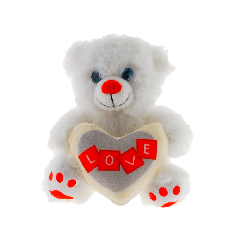 PELUCHE ORSO BIANCO CON CUORE LOVE 15CM