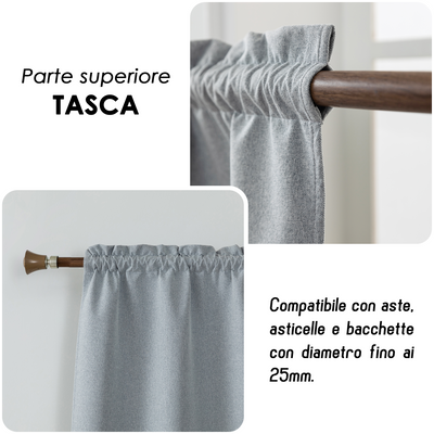 TENDA BARBADOS TOTALMENTE OSCURANTE 2X55X220CM GRIGIO