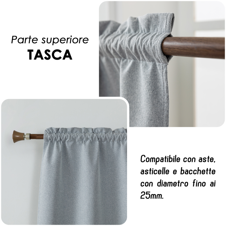 TENDA BARBADOS TOTALMENTE OSCURANTE 2X55X130CM GRIGIO