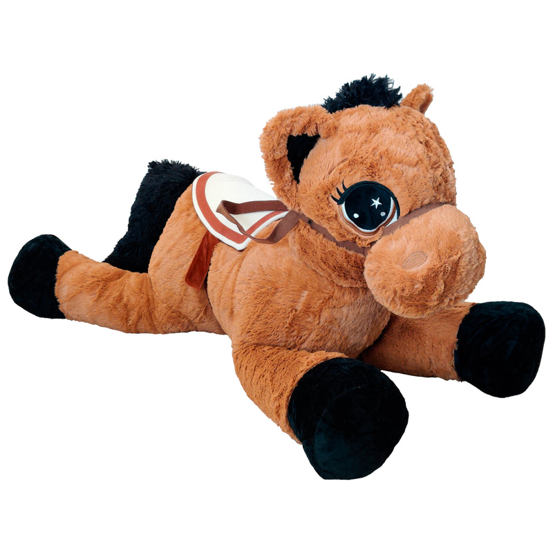 PELUCHE CAVALLO SDRAIATO CON SELLA 120CM