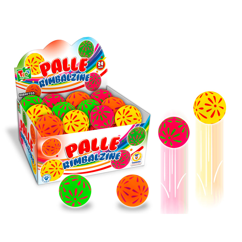 PALLINA RIMBALZINA NEON CON FIORI Ø 60MM