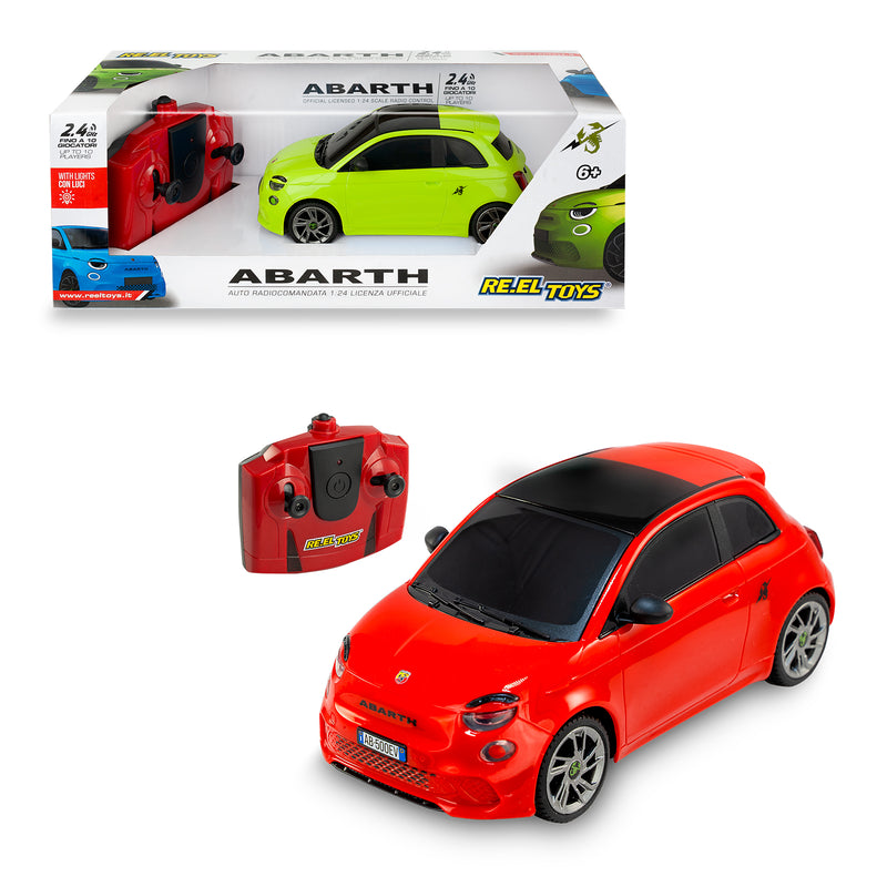 AUTO RADIOCOMANDATA FIAT ABARTH 500E 1:24 CON LUCI