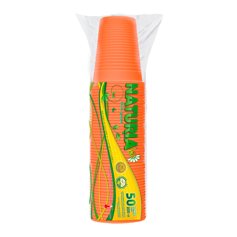 50 BICCHIERI BIODEGRADABILI NATURIA BIO 200 ML