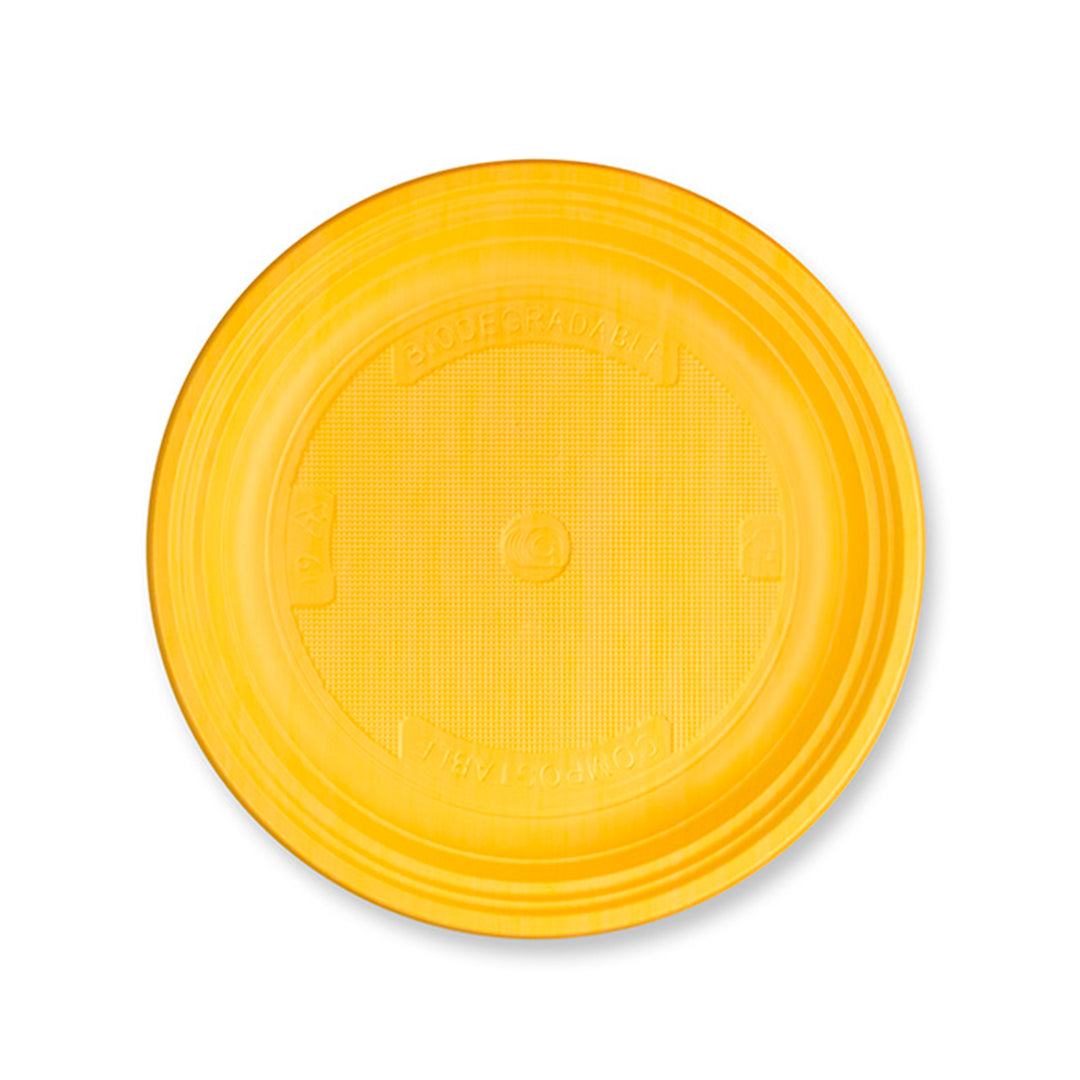 25 PIATTI DESSERT GIALLI BIODEGRADABILI NATURIA BIO Ø 17 CM