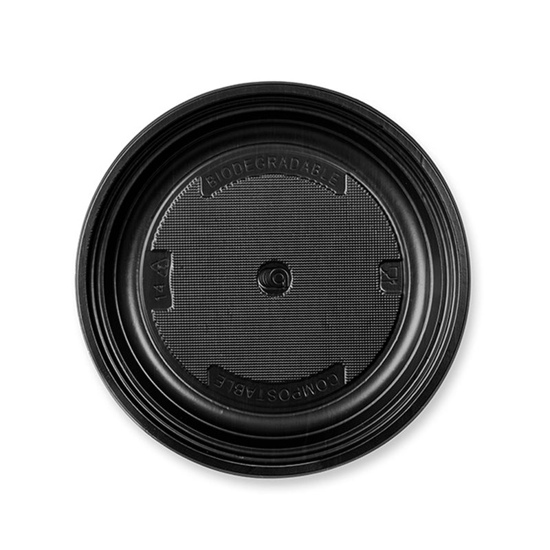 25 PIATTI DESSERT NERI BIODEGRADABILI NATURIA BIO Ø 17 CM