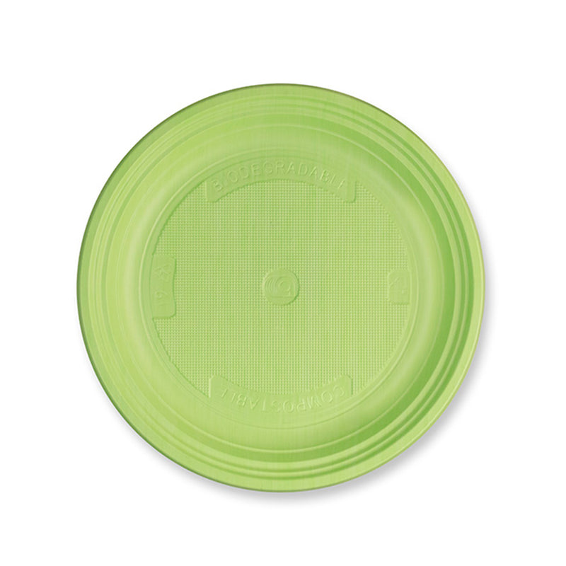 25 PIATTI DESSERT VERDI BIODEGRADABILI NATURIA BIO Ø 17 CM