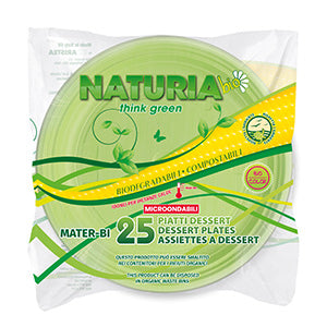 25 PIATTI DESSERT VERDI BIODEGRADABILI NATURIA BIO Ø 17 CM
