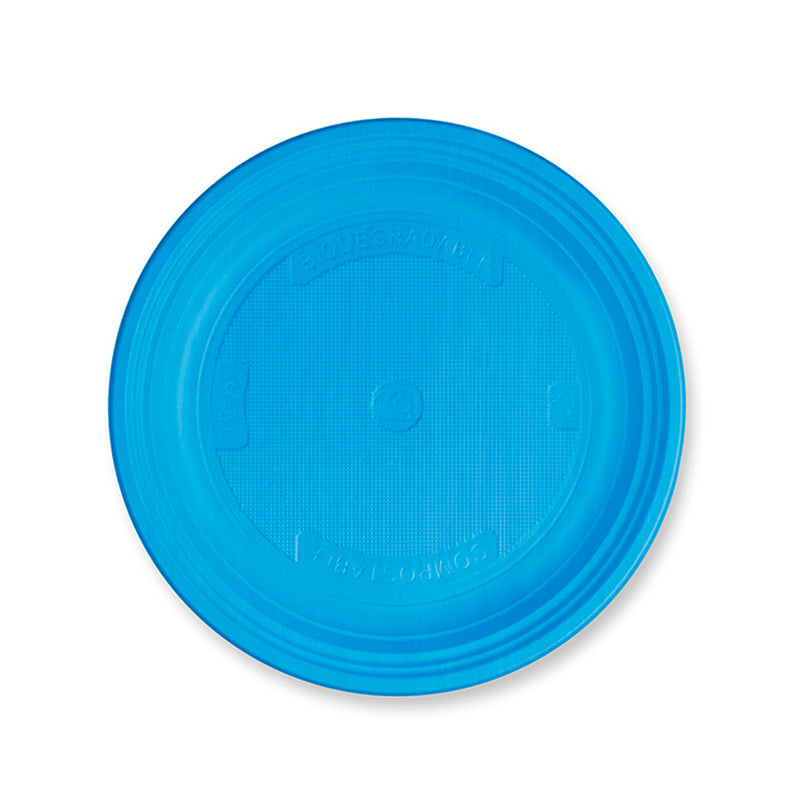 25 PIATTI DESSERT AZZURRI BIODEGRADABILI NATURIA BIO Ø 17 CM