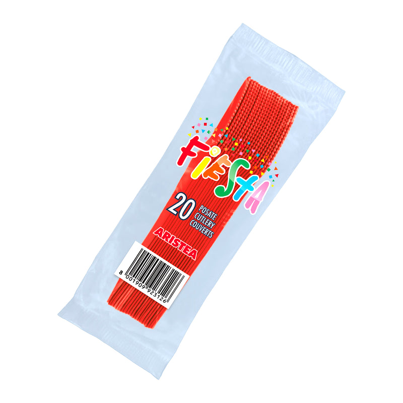 20 COLTELLI ROSSI RIUTILIZZABILI FIESTA