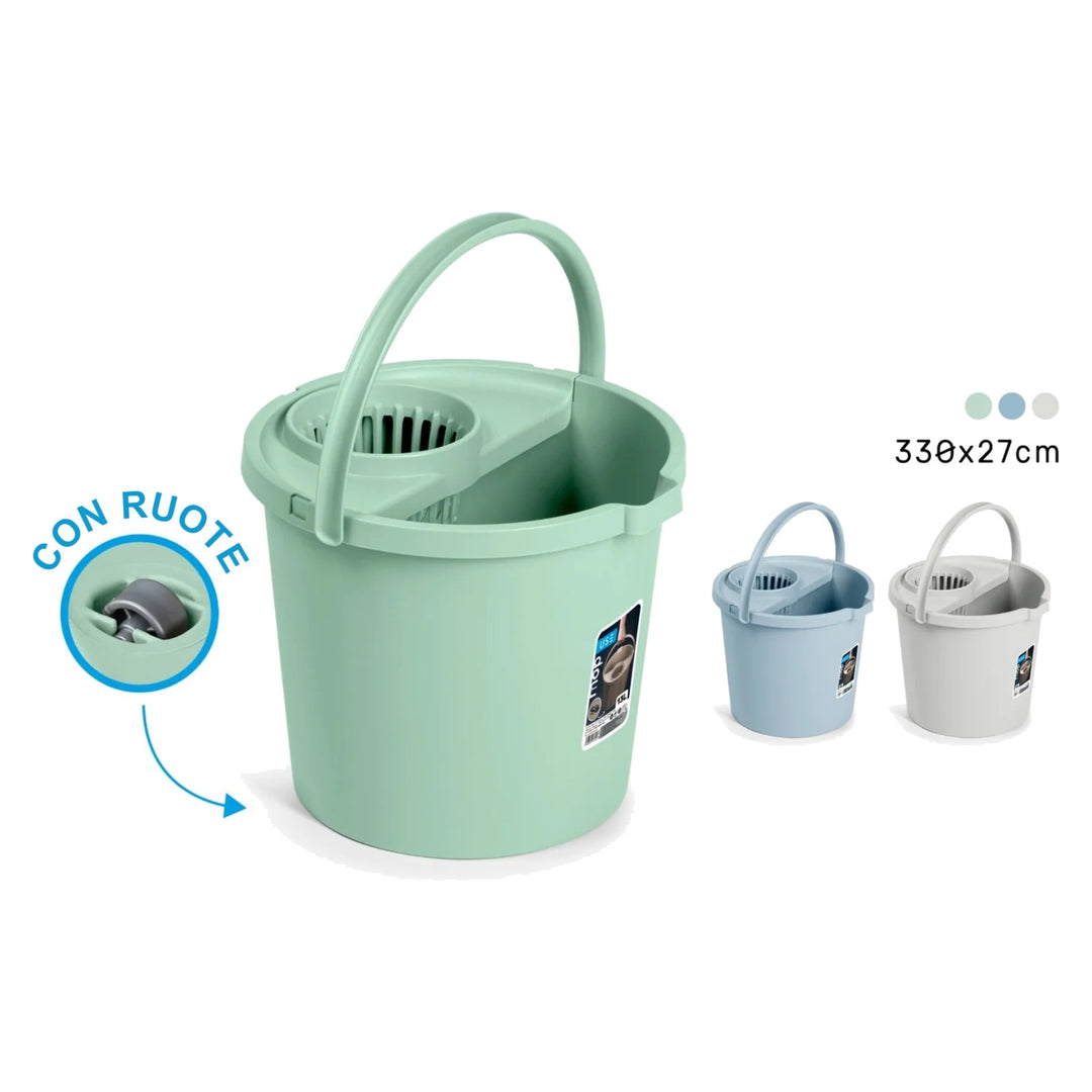 SECCHIO MOCIO ROTONDO 13 L CON RUOTE - COLORI PASTELLO
