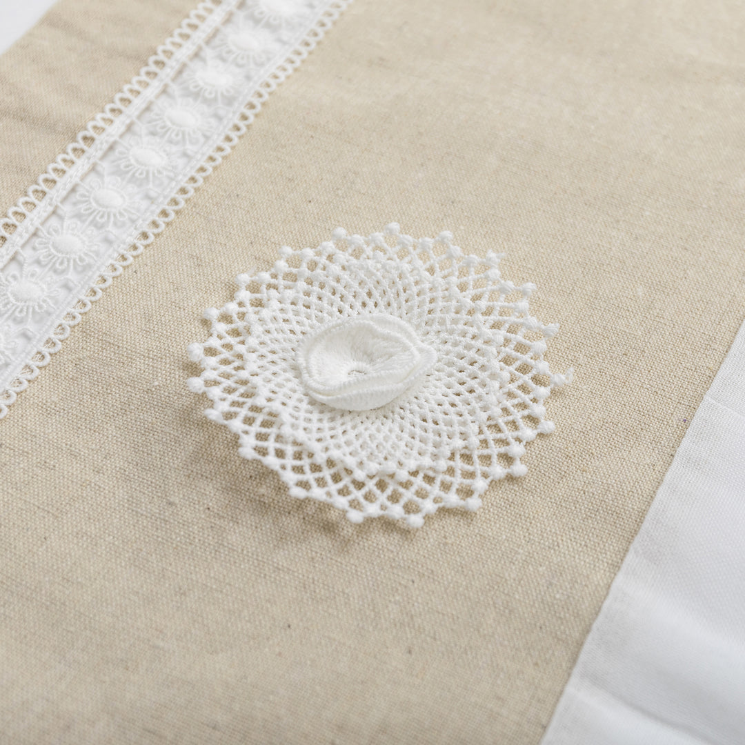 TENDA SHABBY CHIC MISTO LINO CON CENTRINI 1 PANNELLO 140X275CM