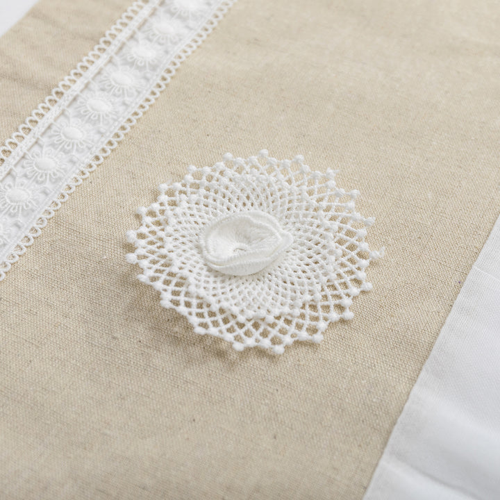 TENDA SHABBY CHIC MISTO LINO CON CENTRINI 1 PANNELLO 140X275CM