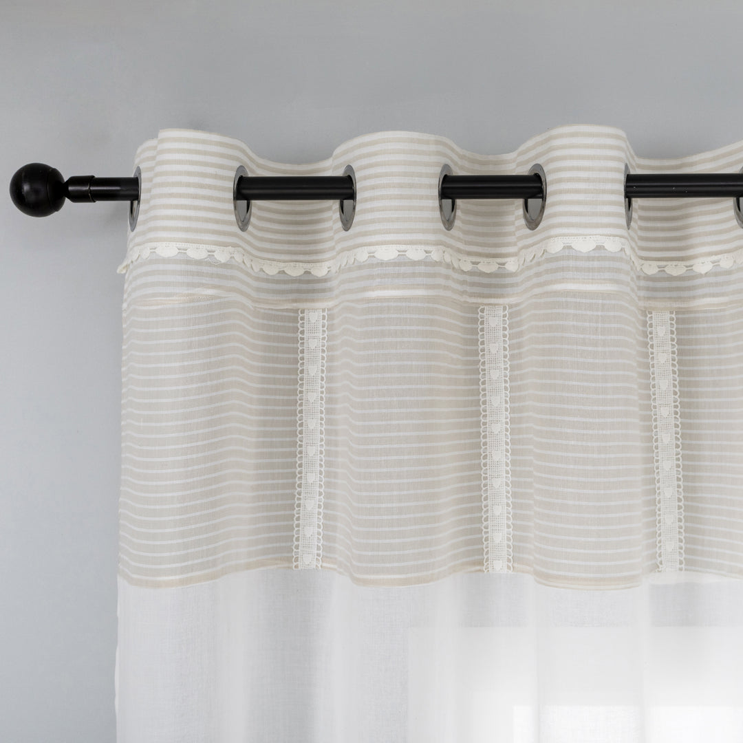TENDA SHABBY CHIC CON ORLO MERLETTO 1 PANNELLO 140X275CM