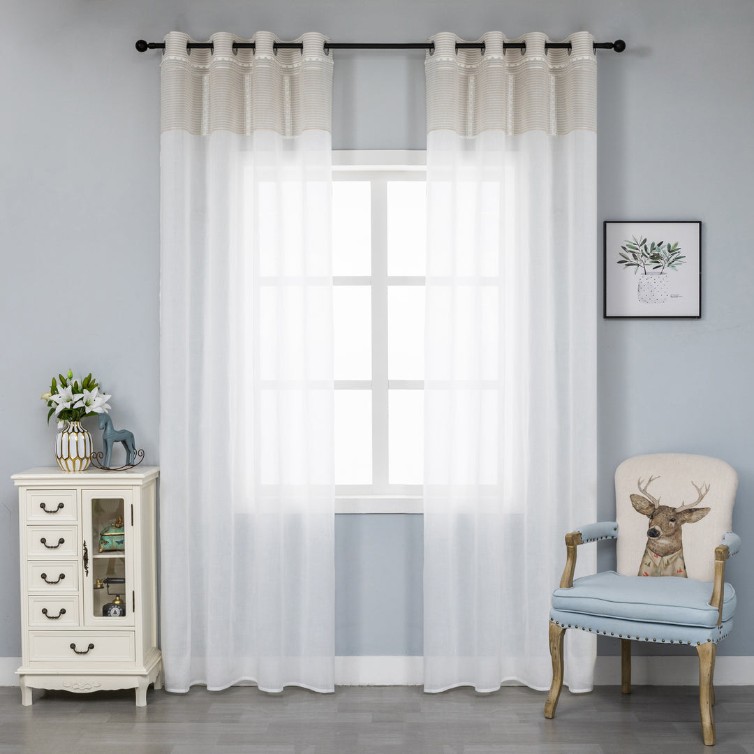 TENDA SHABBY CHIC CON ORLO MERLETTO 1 PANNELLO 140X275CM