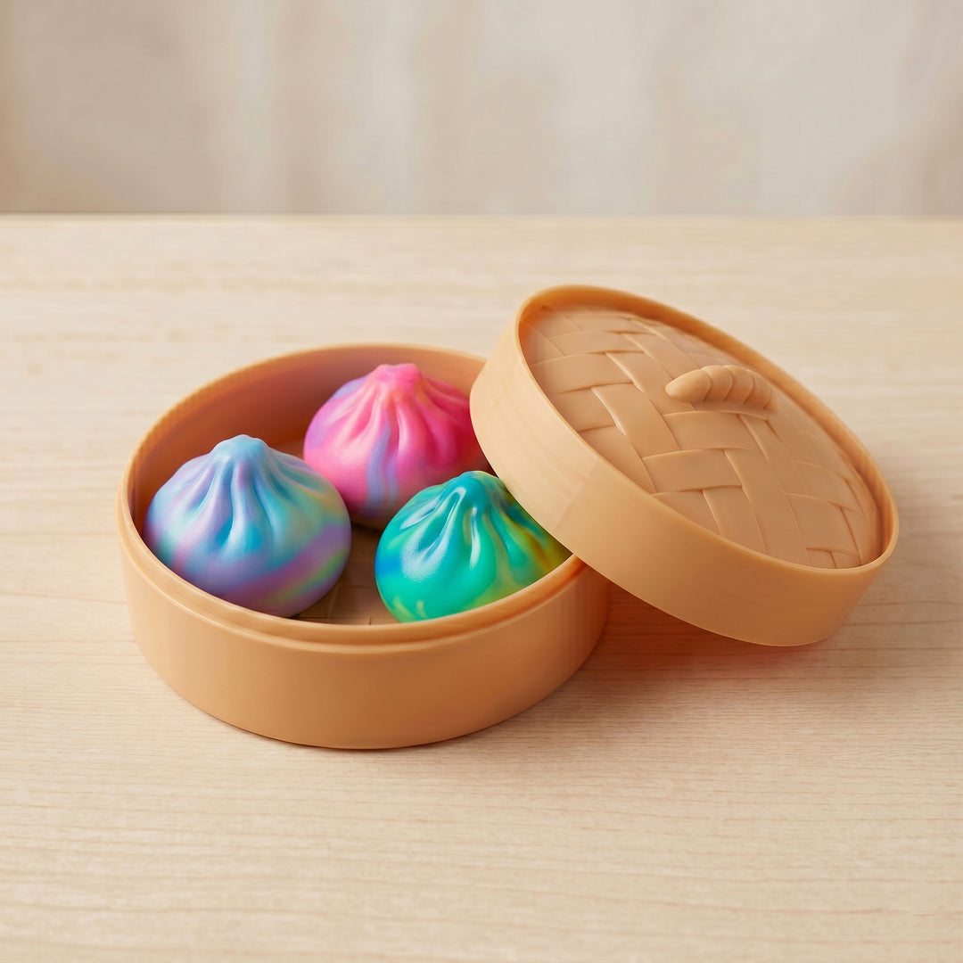 Baozi Squishy – Ravioli Cinesi TRIS (Rainbow &amp; Diamonds)