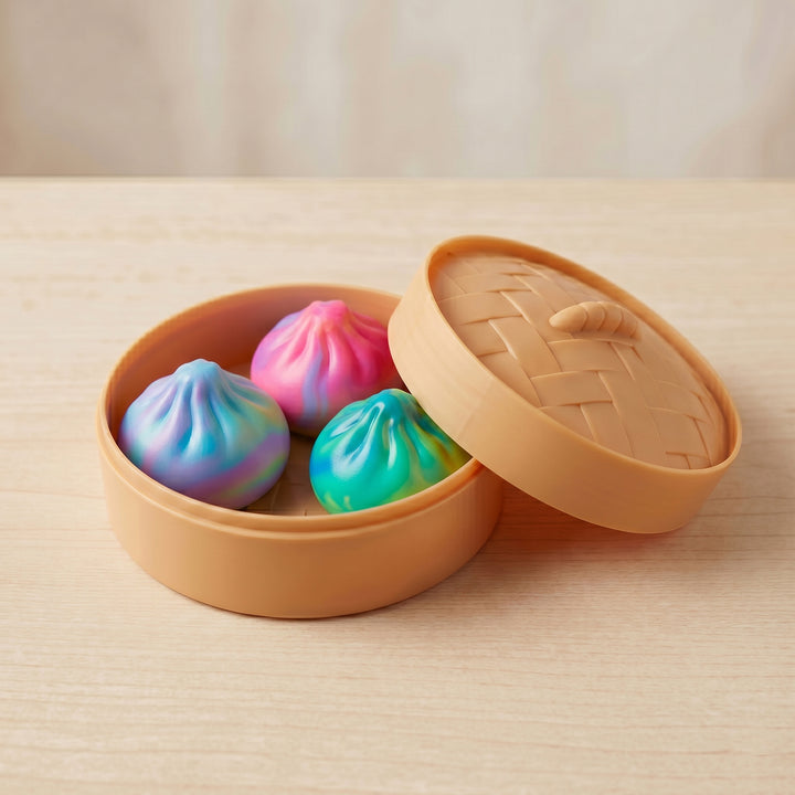 Baozi Squishy – Ravioli Cinesi TRIS (Rainbow &amp; Diamonds)