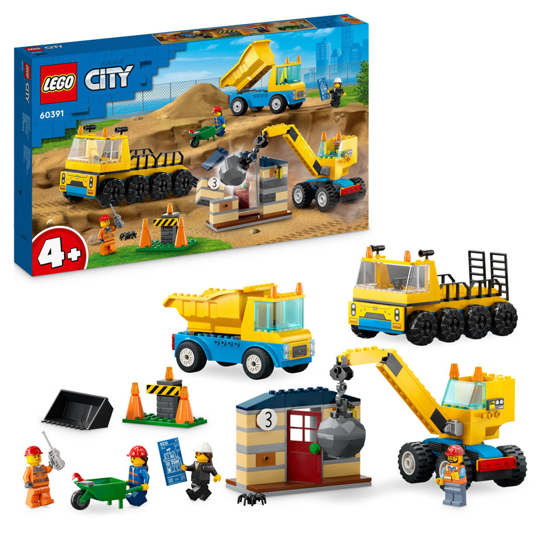 LEGO 60391 CITY GREAT VEHICLES CAMION DA CANTIERE E GRU CON PALLA DA DEMOLIZIONE