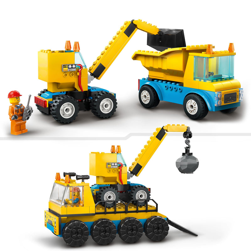 LEGO 60391 CITY GREAT VEHICLES CAMION DA CANTIERE E GRU CON PALLA DA DEMOLIZIONE