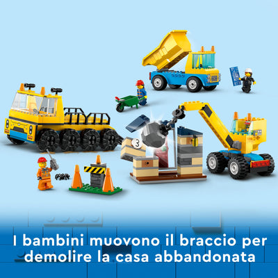 LEGO 60391 CITY GREAT VEHICLES CAMION DA CANTIERE E GRU CON PALLA DA DEMOLIZIONE