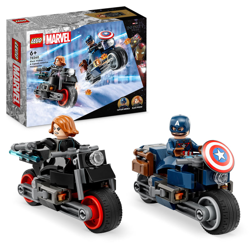 LEGO 76260 SUPER HEROES MOTOCICLETTE DI BLACK WIDOW E CAPTAIN AMERICA