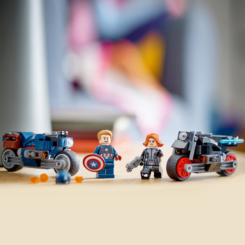 LEGO 76260 SUPER HEROES MOTOCICLETTE DI BLACK WIDOW E CAPTAIN AMERICA