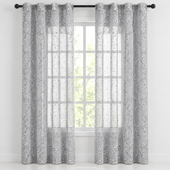 COPPIA TENDE ANTIGUA SEMI FILTRANTI FANTASIA MAGNOLIA 2X55X240CM GRIGIO