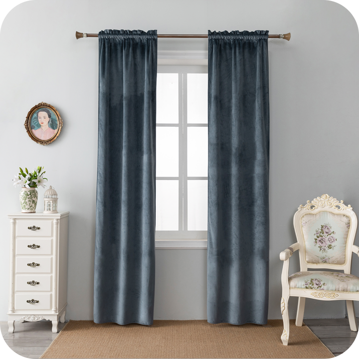 TENDA ADELAIDE OSCURANTE IN VELLUTO 2X70X220CM GRIGIO