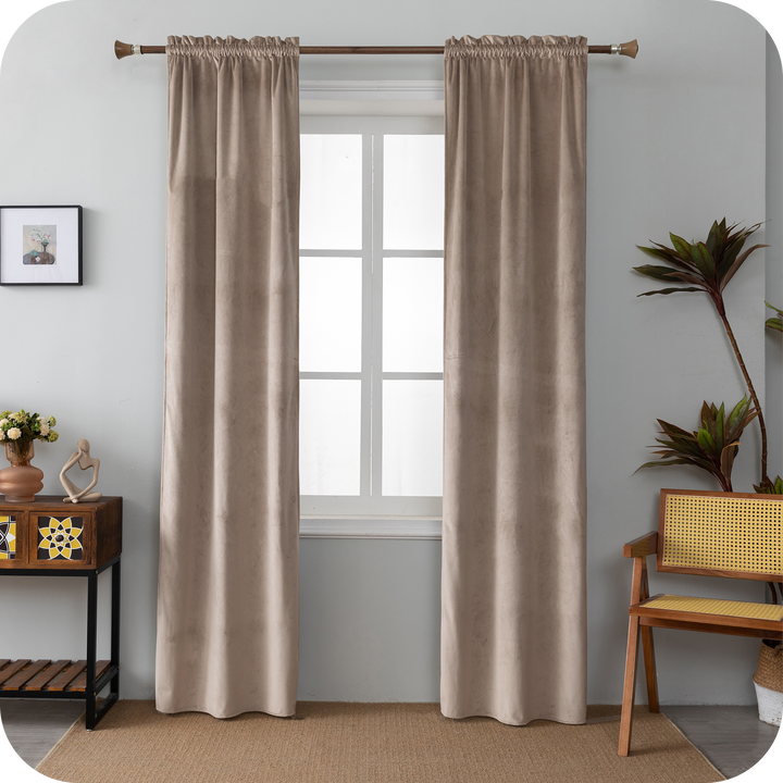 TENDA ADELAIDE OSCURANTE IN VELLUTO 2X55X240CM TORTORA