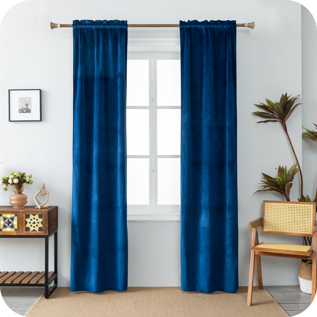 TENDA ADELAIDE OSCURANTE IN VELLUTO 2X70X220CM BLU