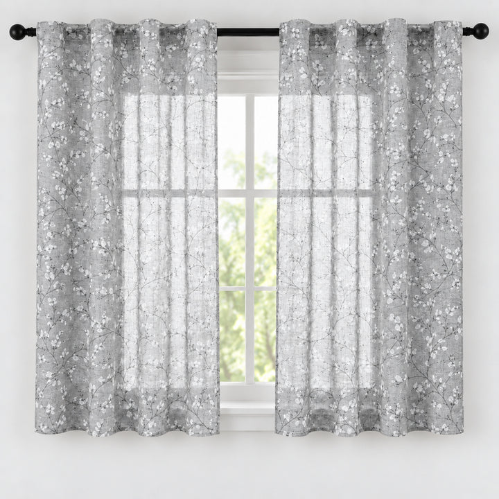 COPPIA TENDE ANTIGUA SEMI FILTRANTI FANTASIA MAGNOLIA 2X55X130CM GRIGIO