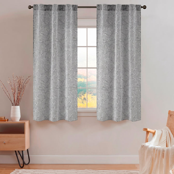 COPPIA TENDE ANTIGUA SEMI FILTRANTI FANTASIA MAGNOLIA 2X70X150CM GRIGIO
