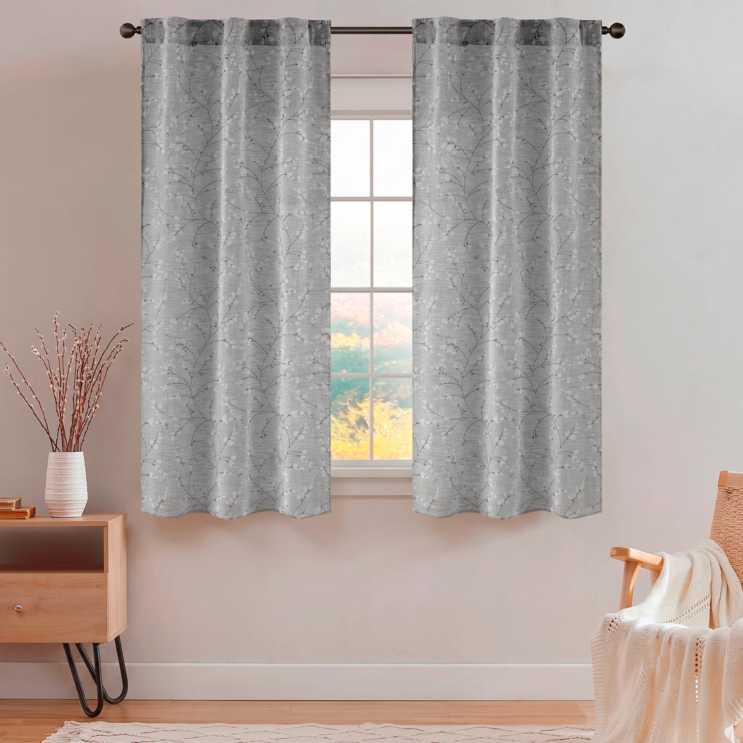 COPPIA TENDE ANTIGUA SEMI FILTRANTI FANTASIA MAGNOLIA 2X55X150CM GRIGIO