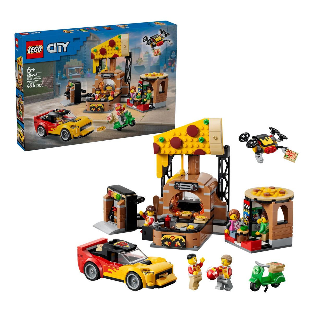 LEGO 60496 CENTRO DI CONSEGNA PIZZE CON VEICOLI