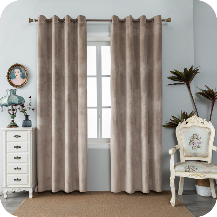 TENDA ADELAIDE OSCURANTE IN VELLUTO 1 PANNELLO 140X280CM TORTORA