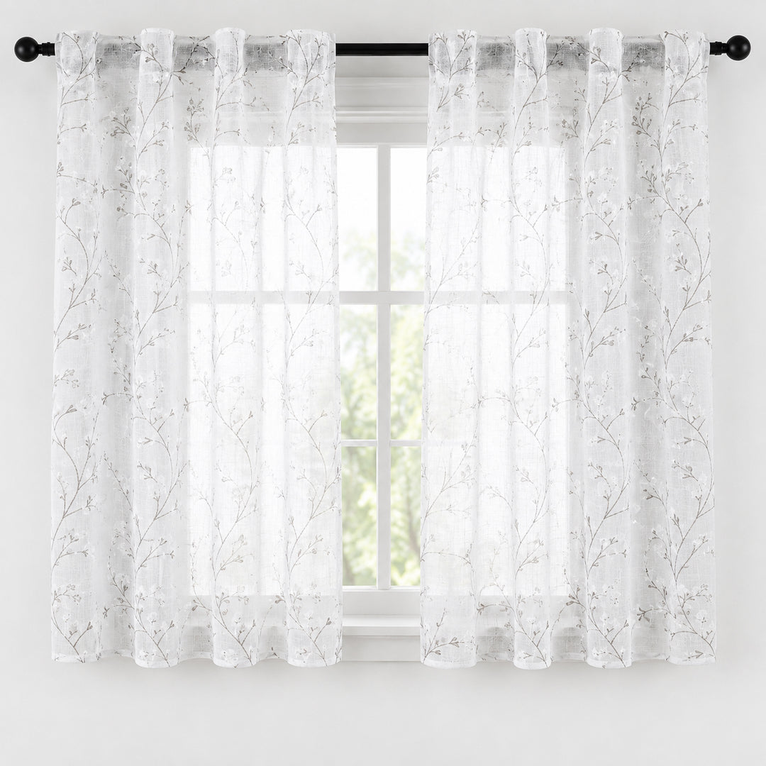 COPPIA TENDE ANTIGUA SEMI FILTRANTI FANTASIA MAGNOLIA 2X70X150CM BIANCO