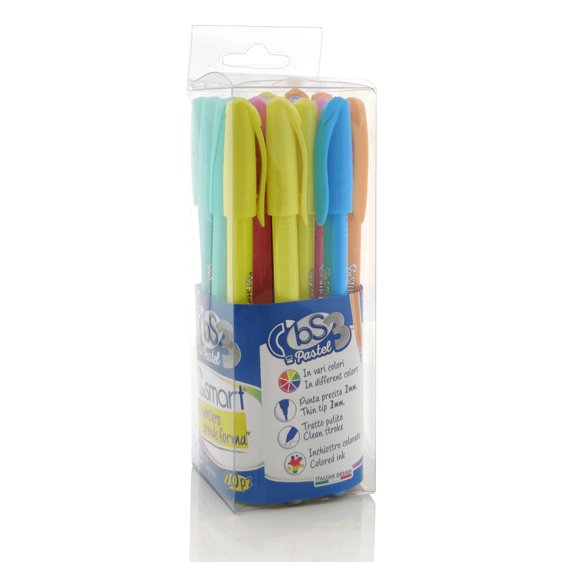 SCATOLA 20 PENNE BS3-PASTEL ASSORTITE BESMART