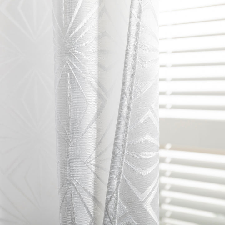 TENDA JACQUARD BIANCA SEMI OSCURANTE FANTASIA A ROMBI 1 PANNELLO 140X145CM