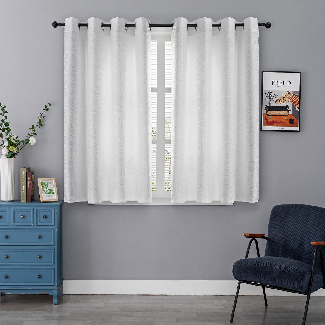 TENDA JACQUARD BIANCA SEMI OSCURANTE FANTASIA A ROMBI 1 PANNELLO 140X145CM
