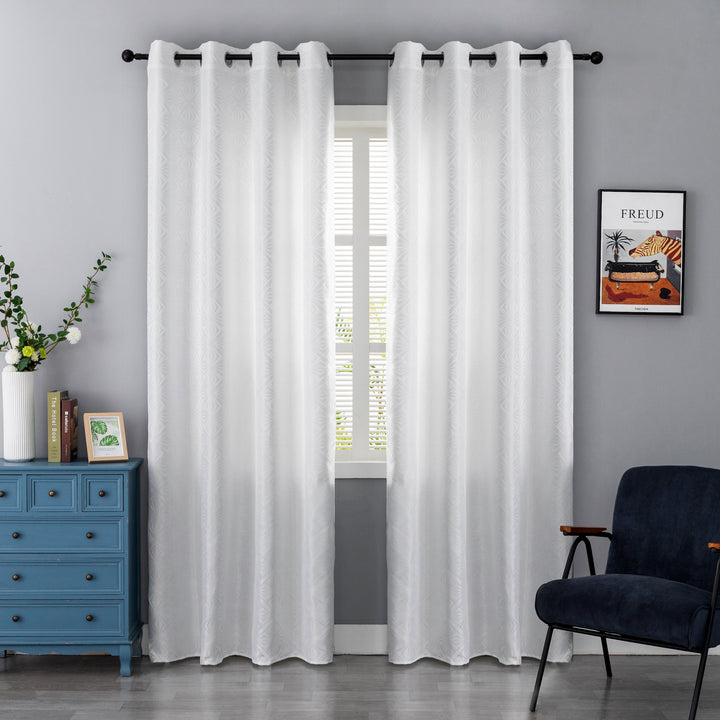 TENDA JACQUARD BIANCA SEMI OSCURANTE FANTASIA A ROMBI 1 PANNELLO 140X235CM