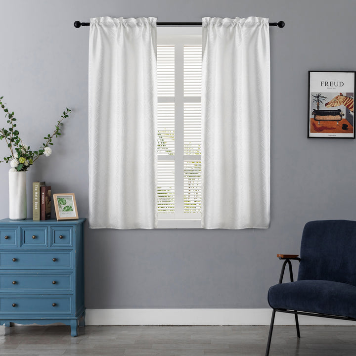 COPPIA TENDE JACQUARD BIANCHE SEMI OSCURANTI FANTASIA A ROMBI 2X70X145CM