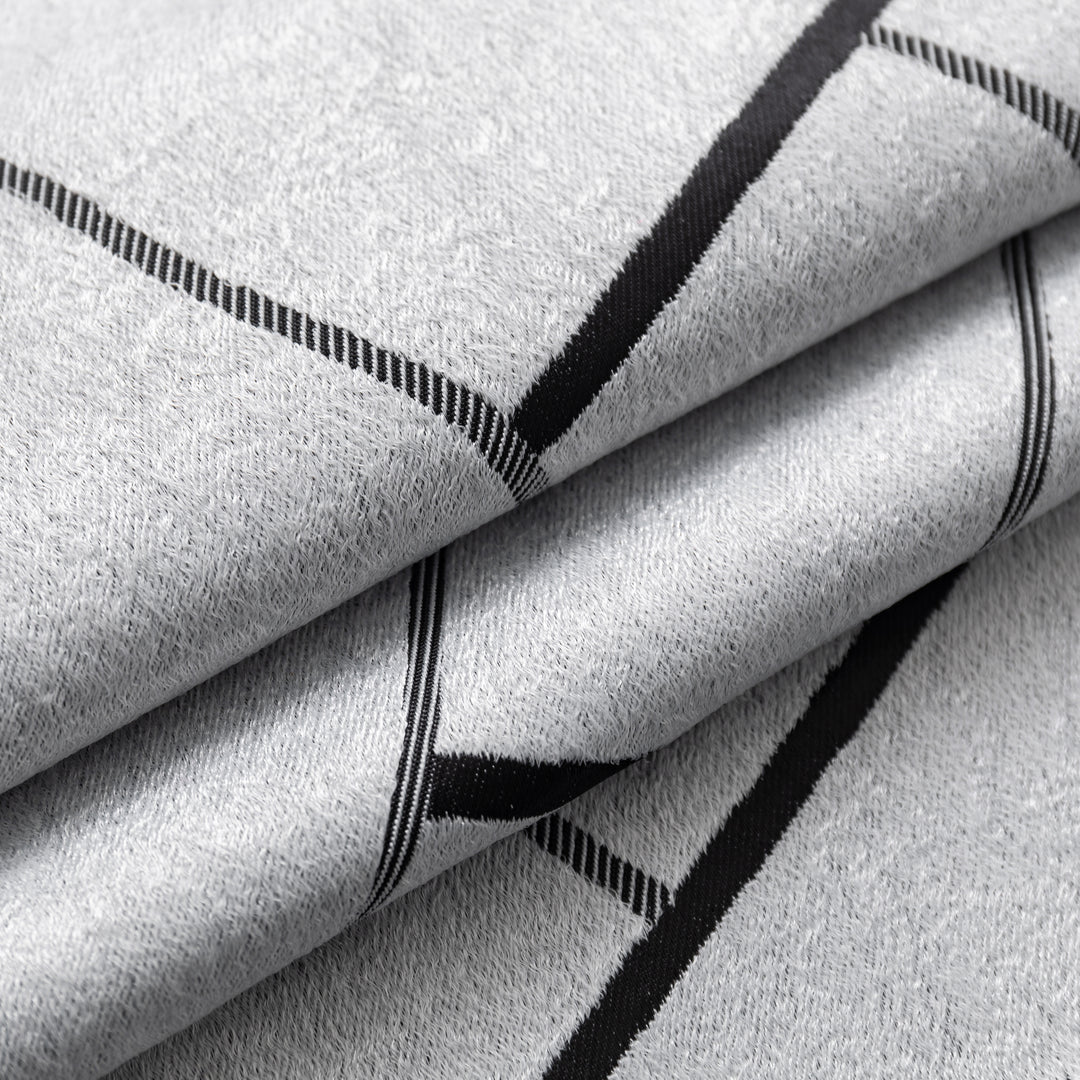 COPPIA TENDE USTICA SEMI OSCURANTI FANTASIA GEOMETRICA 2X70X145CM GRIGIO E NERO