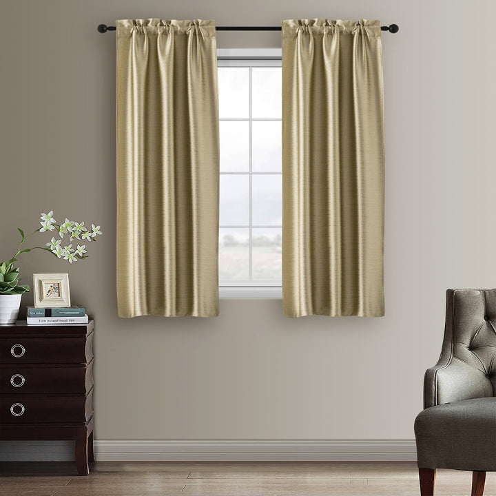 COPPIA TENDE JERSEY OSCURANTI METALLIZZATE 2X70X145CM ORO