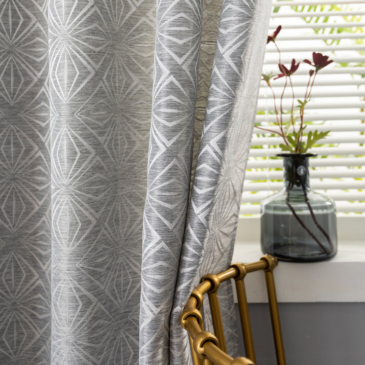 TENDA JACQUARD GRIGIA SEMI OSCURANTE FANTASIA A ROMBI 1 PANNELLO 140X235CM